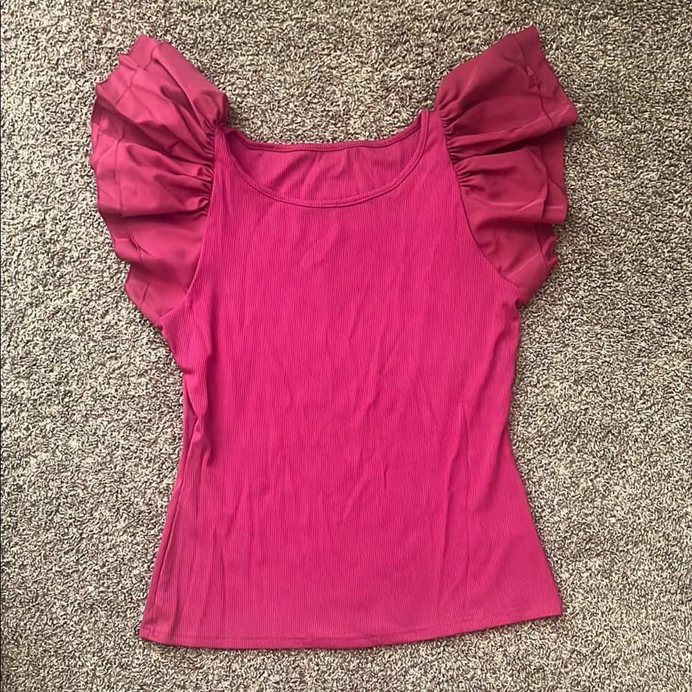 Women's Ruffled Sleeve Top - Pink
